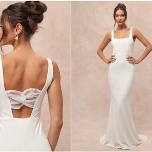 LULUS Bridal Wedding Elegant Sophisticated Chic Open Back Trumpet Mermaid Gown